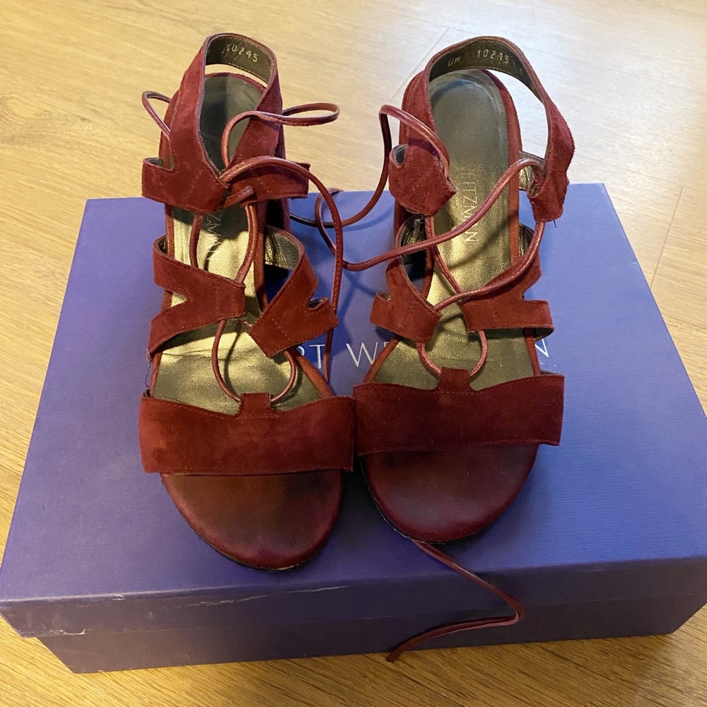 Stuart Weitzman suede tied up heel